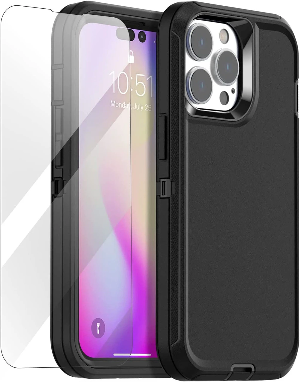 Black Tough Military Grade Drop Proof Defender Case For IPhone 14 Pro 1 Black Tough Military Grade Drop Proof Defender Case For IPhone 14 Pro