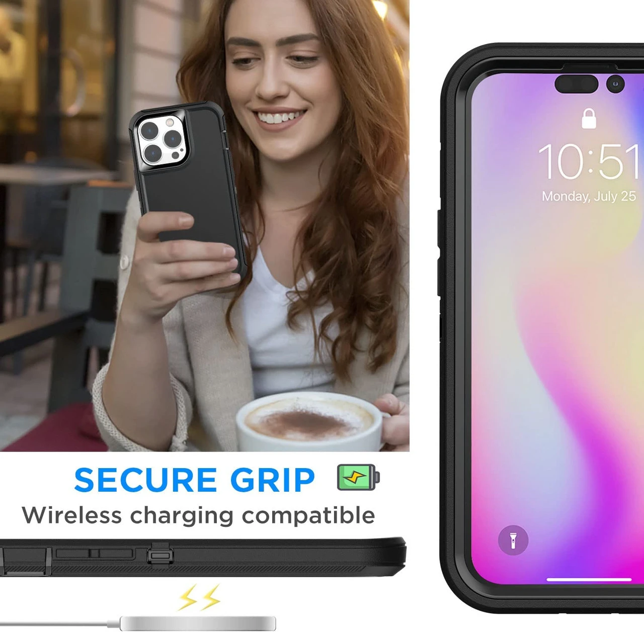 Black Tough Military Grade Drop Proof Defender Case For IPhone 14 Pro 6 Black Tough Military Grade Drop Proof Defender Case For IPhone 14 Pro - Image 6