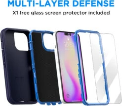 Navy IPhone 14 Pro Tradies Military Defender Heavy Duty Case -Cheap NewCase Store iphone 14 pro military grade defender case navy 4 94425.1673678503