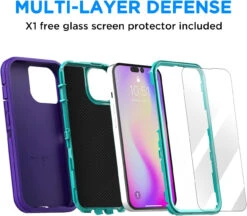 Purple Tradies Heavy Duty Military Defender Case For IPhone 14 Pro -Cheap NewCase Store iphone 14 pro military grade defender case purple 6 91971.1673678505