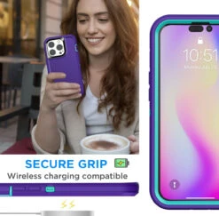 Purple Tradies Heavy Duty Military Defender Case For IPhone 14 Pro -Cheap NewCase Store iphone 14 pro military grade defender case purple 7 57973.1673678505