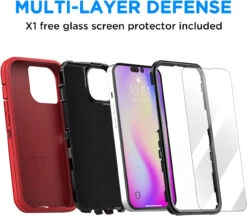 Red Heavy Duty Military Defense Drop Proof Case For IPhone 14 Pro -Cheap NewCase Store iphone 14 pro military grade defender case red 6 51277.1673678507