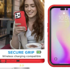 Red Heavy Duty Military Defense Drop Proof Case For IPhone 14 Pro -Cheap NewCase Store iphone 14 pro military grade defender case red 7 72538.1673678507
