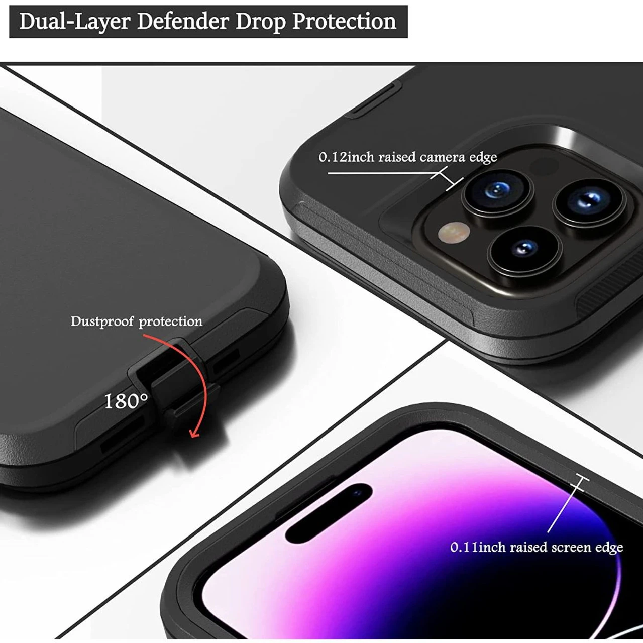 Black Tough Military Grade Drop Proof Holster Belt Clip For IPhone 14 Pro 2 Black Tough Military Grade Drop Proof Holster Belt Clip For IPhone 14 Pro - Image 2