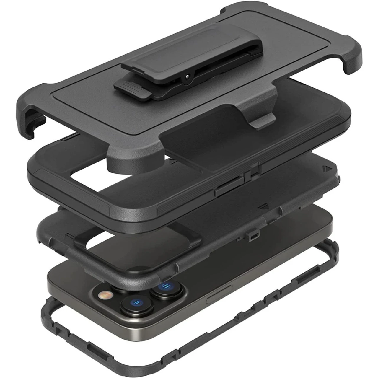 Black Tough Military Grade Drop Proof Holster Belt Clip For IPhone 14 Pro 6 Black Tough Military Grade Drop Proof Holster Belt Clip For IPhone 14 Pro - Image 6