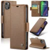 Brown CaseMe Butterfly Buckle RFID Anti-theft Case For IPhone 15