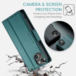 Turquoise IPhone 15 Genuine CaseMe Compact Magnetic Wallet Case -Cheap NewCase Store iphone 15 caseme 023 wallet case turquoise 6 86537.1696555913