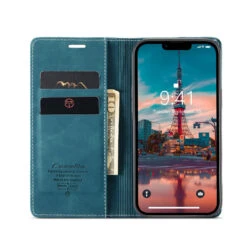 Blue IPhone 15 CaseMe Slim 2 Card Slot Classy Wallet Case -Cheap NewCase Store iphone 15 caseme slim wallet case blue 4 56547.1696480833