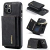 Black IPhone 15 DG.Ming M2 Series 3-Fold Multi Card Wallet Case