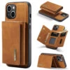 Brown DG.Ming M2 Series 3-Fold Multi Card Wallet Case For IPhone 15