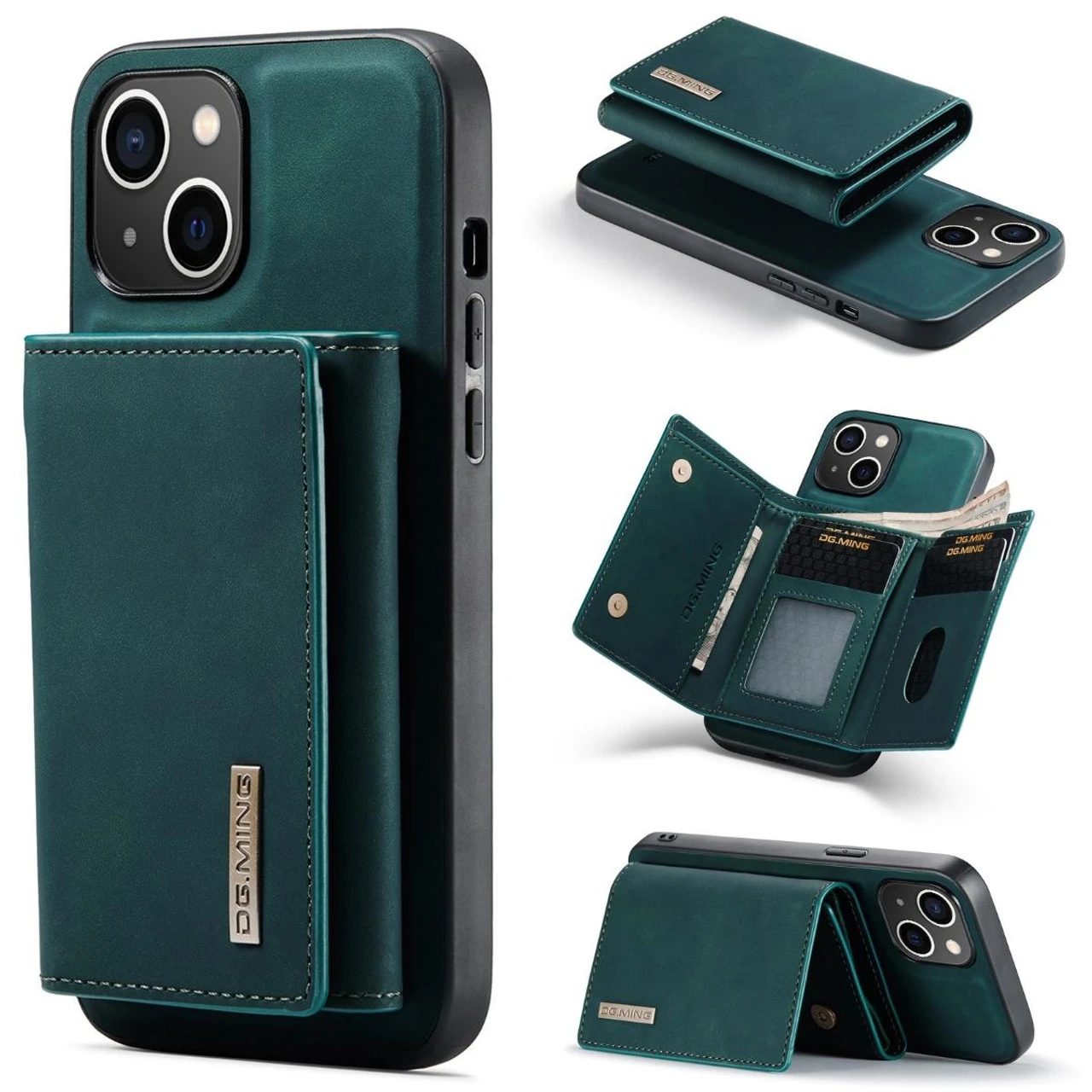 Green IPhone 15 DG.Ming M2 Magnetic Detachable Mini Wallet Case 1 Green IPhone 15 DG.Ming M2 Magnetic Detachable Mini Wallet Case