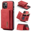 Red IPhone 15 DG.Ming M2 Series Case Removable 3 Fold Wallet