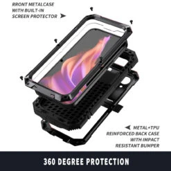 Black IPhone 15 Full Body Metal Case Built-In Screen Protector -Cheap NewCase Store iphone 15 extreme metal military case black 5 34914.1695005602