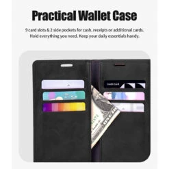 Black Mercury Mansoor 9 Card Slot Wallet Case For IPhone 15 -Cheap NewCase Store iphone 15 mercury mansoor diary wallet black 5 69629.1691754978
