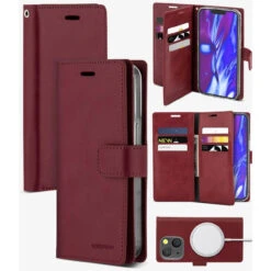 Wine IPhone 15 Mercury Mansoor Diary Wallet Case Cover
