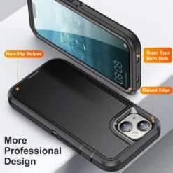 Black Military Full Body Shock Proof Defender Case For IPhone 15 -Cheap NewCase Store iphone 15 military grade defender case black 3 75514.1694657188