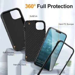 Black Military Full Body Shock Proof Defender Case For IPhone 15 -Cheap NewCase Store iphone 15 military grade defender case black 4 25837.1694657188