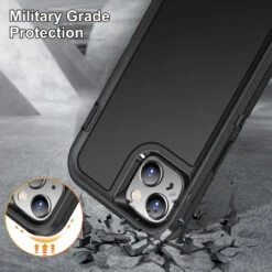 Black Military Full Body Shock Proof Defender Case For IPhone 15 -Cheap NewCase Store iphone 15 military grade defender case black 6 44392.1694657188