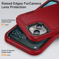 Red Rugged Shock / Drop Protection Defender Case For IPhone 15 -Cheap NewCase Store iphone 15 military grade defender case red 4 27615.1694657193