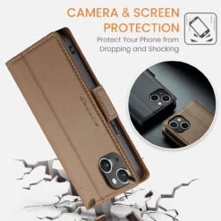 Brown IPhone 15 Plus CaseMe Slim Luxury 3 Card Slot Wallet Case -Cheap NewCase Store iphone 15 plus caseme 023 wallet case brown 6 51684.1696555940