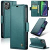 Turquoise IPhone 15 Plus CaseMe Slim Luxury 3 Card Slot Wallet Case