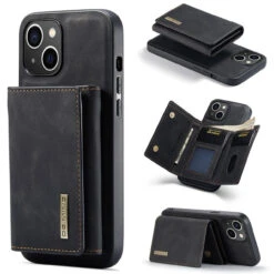 Black DG.Ming M2 Magnetic 2-in-1 Shockproof Wallet Case For IPhone 15 Plus