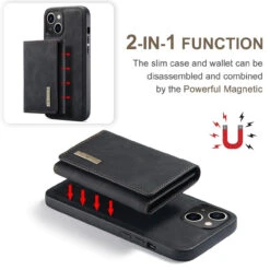 Black DG.Ming M2 Magnetic 2-in-1 Shockproof Wallet Case For IPhone 15 Plus -Cheap NewCase Store iphone 15 plus dg ming m2 series black 6 03213.1700649818