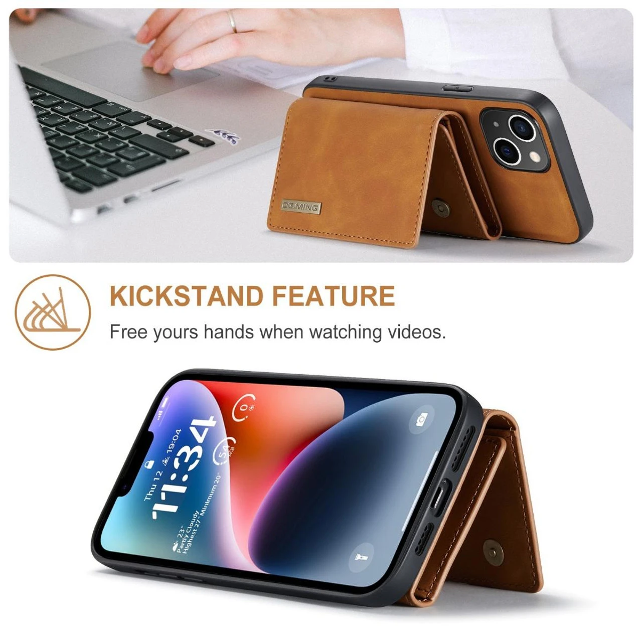 Brown IPhone 15 Plus DG.Ming M2 Case With Detachable Magnetic Wallet 4 Brown IPhone 15 Plus DG.Ming M2 Case With Detachable Magnetic Wallet - Image 4