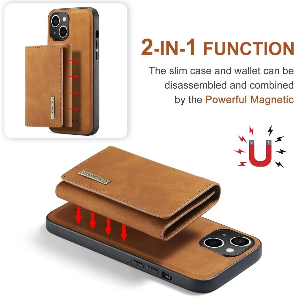 Brown IPhone 15 Plus DG.Ming M2 Case With Detachable Magnetic Wallet 6 Brown IPhone 15 Plus DG.Ming M2 Case With Detachable Magnetic Wallet - Image 6