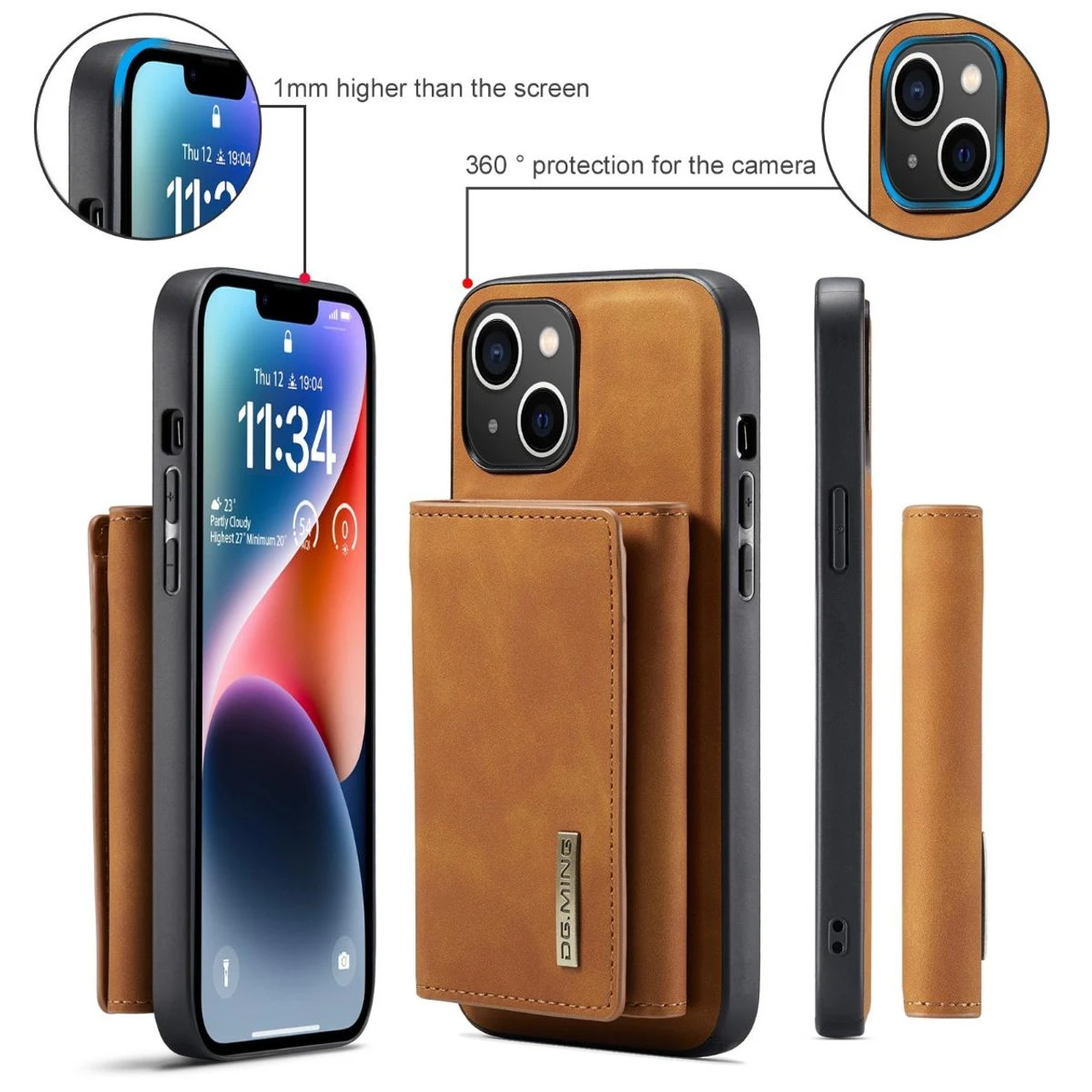 Brown IPhone 15 Plus DG.Ming M2 Case With Detachable Magnetic Wallet 7 Brown IPhone 15 Plus DG.Ming M2 Case With Detachable Magnetic Wallet - Image 7