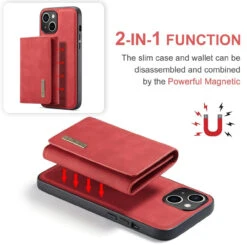 Red DG.Ming M2 Case With Detachable Magnetic Wallet For IPhone 15 Plus -Cheap NewCase Store iphone 15 plus dg ming m2 series red 6 41089.1700649823