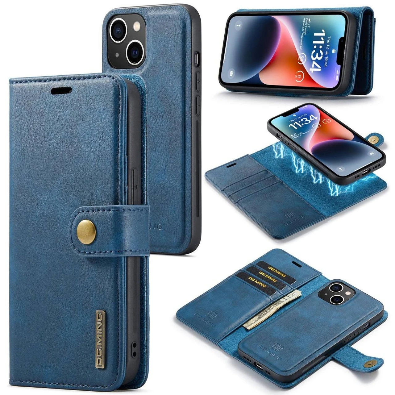 Blue IPhone 15 Plus DG.Ming Wallet Removable Magnetic Case With Card Slots 1 Blue IPhone 15 Plus DG.Ming Wallet Removable Magnetic Case With Card Slots