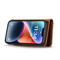 Brown IPhone 15 Plus DG.Ming Textured 3 Card 1 Cash Wallet Magnetic Case -Cheap NewCase Store iphone 15 plus dg ming wallet magnetic case brown 5 76906.1700735040