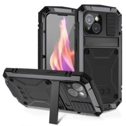 Black Extreme Military Grade Metal Heavy Duty Case For IPhone 15 Plus