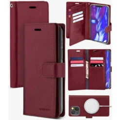 Wine IPhone 15 Plus Genuine Mercury Mansoor Diary Wallet Case