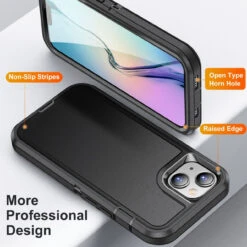 Black IPhone 15 Plus Military Full Body Shock Proof Defender Case -Cheap NewCase Store iphone 15 plus military grade defender case black 3 33550.1694657200
