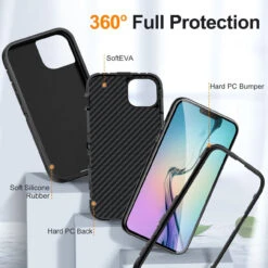 Black IPhone 15 Plus Military Full Body Shock Proof Defender Case -Cheap NewCase Store iphone 15 plus military grade defender case black 4 66070.1694657200