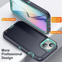 Dark Blue Rugged Full Body Heavy Duty Shock Proof Case For IPhone 15 Plus -Cheap NewCase Store iphone 15 plus military grade defender case dark blue 3 66745.1694657210