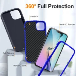 Navy Full Body Heavy Duty Defender Case For IPhone 15 Plus -Cheap NewCase Store iphone 15 plus military grade defender case navy 3 34859.1694657208