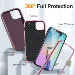 Purple IPhone 15 Plus Heavy Duty Military Defense Drop Proof Case -Cheap NewCase Store iphone 15 plus military grade defender case purple 4 27728.1694657203