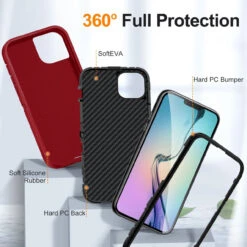 Red Rugged Full Body Heavy Duty Shock Proof Case For IPhone 15 Plus -Cheap NewCase Store iphone 15 plus military grade defender case red 3 94122.1694657205