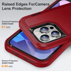Red Rugged Full Body Heavy Duty Shock Proof Case For IPhone 15 Plus -Cheap NewCase Store iphone 15 plus military grade defender case red 4 90221.1694657205