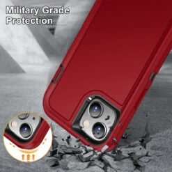 Red Rugged Full Body Heavy Duty Shock Proof Case For IPhone 15 Plus -Cheap NewCase Store iphone 15 plus military grade defender case red 5 93685.1694657205