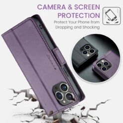 Purple CaseMe Slim Luxury 3 Card Slot Wallet Case For IPhone 15 Pro -Cheap NewCase Store iphone 15 pro caseme 023 wallet case purple 6 36579.1696555922