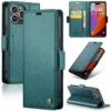 Turquoise IPhone 15 Pro Genuine CaseMe Litchi Textured Wallet Case