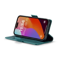 Turquoise IPhone 15 Pro Genuine CaseMe Litchi Textured Wallet Case -Cheap NewCase Store iphone 15 pro caseme 023 wallet case turquoise 5 27201.1696555924