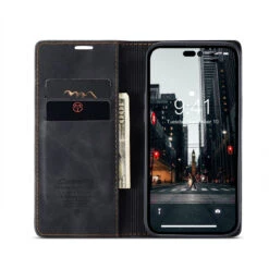Black IPhone 15 Pro Compact Flip Quality Wallet Case Cover -Cheap NewCase Store iphone 15 pro caseme slim wallet case black 4 20622.1696480838