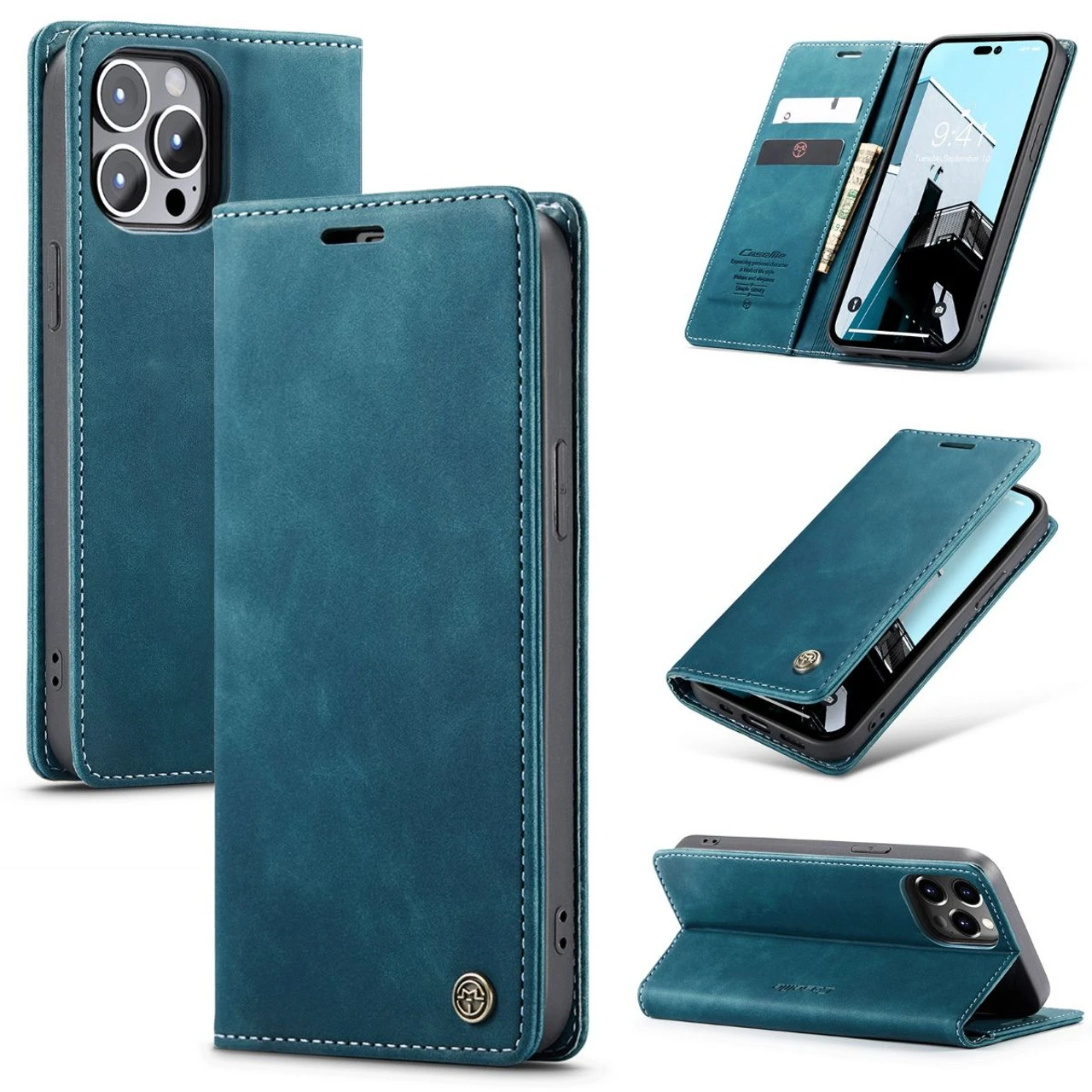 Blue IPhone 15 Pro CaseMe Compact Flip Magnetic Wallet Case 2 Blue IPhone 15 Pro CaseMe Compact Flip Magnetic Wallet Case - Image 2