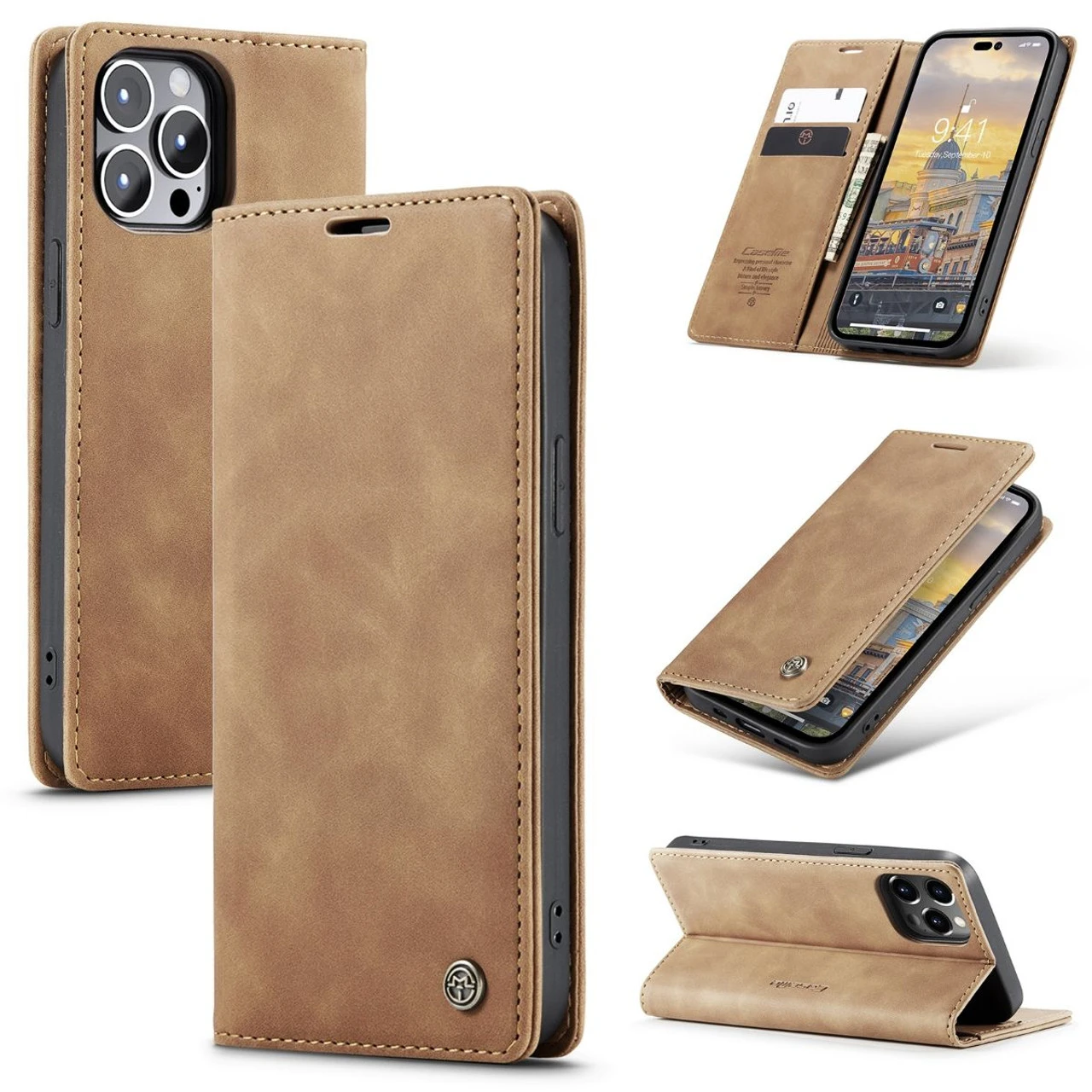 Brown CaseMe Soft Matte Quality Wallet Case For IPhone 15 Pro 2 Brown CaseMe Soft Matte Quality Wallet Case For IPhone 15 Pro - Image 2