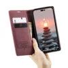 Wine CaseMe Soft Matte Quality Wallet Case For IPhone 15 Pro
